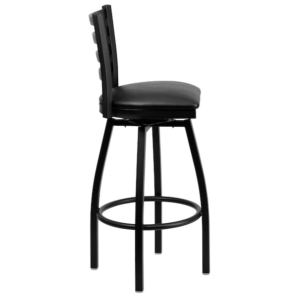 Flash Furniture 32" Black Ladder Back Swivel Metal Barstool - XU-6F8B-LADSWVL-BLKV-GG