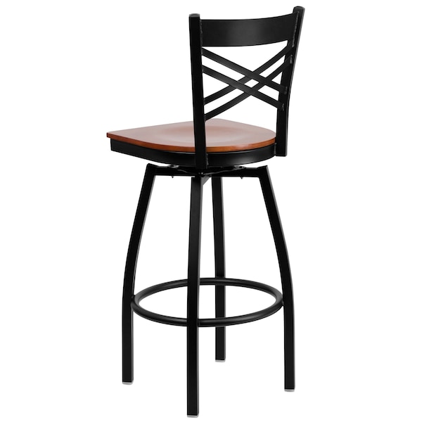 Flash Furniture Swivel Batstool, X Back, Cherry Seat - XU-6F8B-XSWVL-CHYW-GG