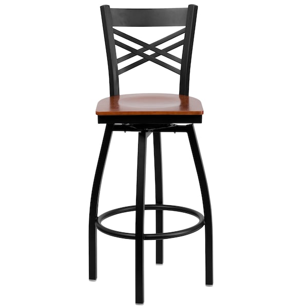 Flash Furniture Swivel Batstool, X Back, Cherry Seat - XU-6F8B-XSWVL-CHYW-GG