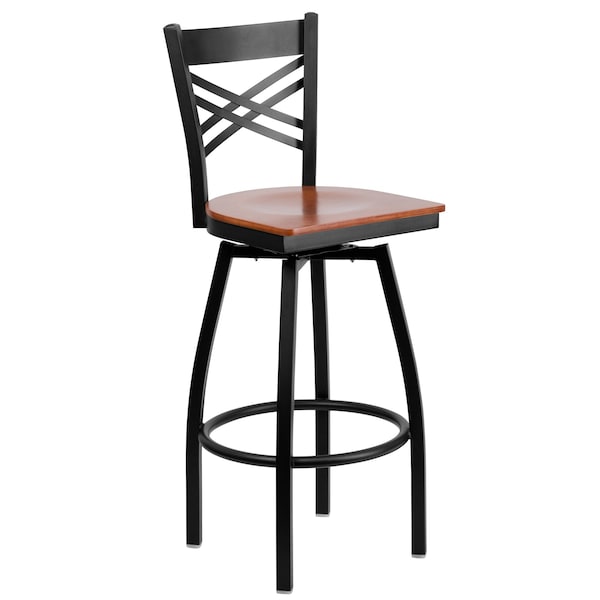 Flash Furniture Swivel Batstool, X Back, Cherry Seat - XU-6F8B-XSWVL-CHYW-GG