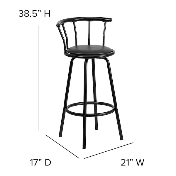 Flash Furniture Swivel Barstool, Mtl, Crown Back, Blk Seat - YB-Y-J909-KD-GG