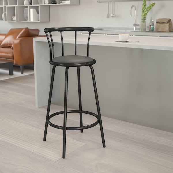 Flash Furniture Swivel Barstool, Mtl, Crown Back, Blk Seat - YB-Y-J909-KD-GG