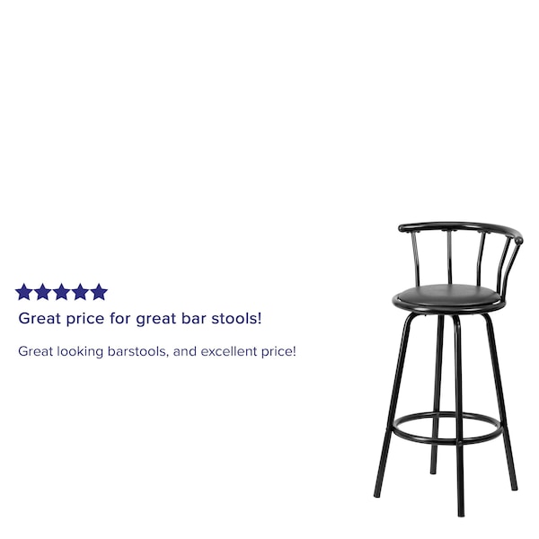 Flash Furniture Swivel Barstool, Mtl, Crown Back, Blk Seat - YB-Y-J909-KD-GG