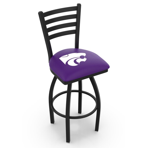 Holland Bar Stool Co 25" Blk Wrinkle Kansas State Swivel Bar Stool, Ladder Back - L01425KNSASS