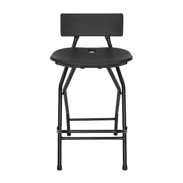 Atlas Commercial Products Folding Bar Stool with Backrest, Black - FBS2BLCK