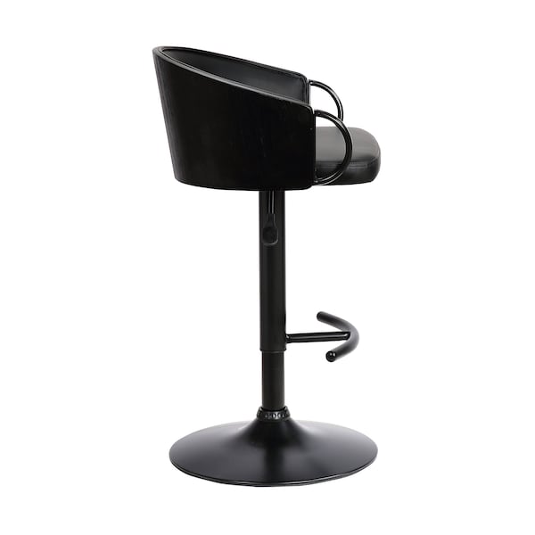 Armen Living Montego Adjustable Black Faux Leather Swivel Barstool in Black Powder Coated Finish - LCMGBABLBL