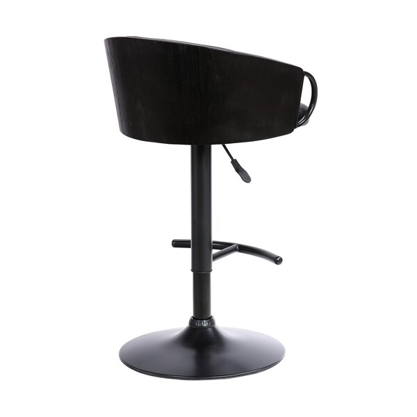 Armen Living Montego Adjustable Black Faux Leather Swivel Barstool in Black Powder Coated Finish - LCMGBABLBL