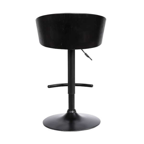 Armen Living Montego Adjustable Black Faux Leather Swivel Barstool in Black Powder Coated Finish - LCMGBABLBL