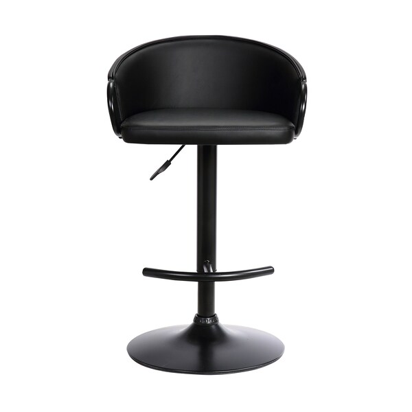 Armen Living Montego Adjustable Black Faux Leather Swivel Barstool in Black Powder Coated Finish - LCMGBABLBL