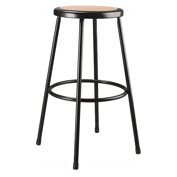 National Public Seating Blk Hardboard Stool, 30", Welded Tube Leg - 6230-10