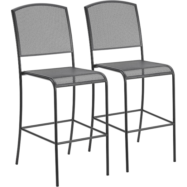 Global Industrial Interion Outdoor Bar Stool, Steel Mesh, Black, 2PK - 262089