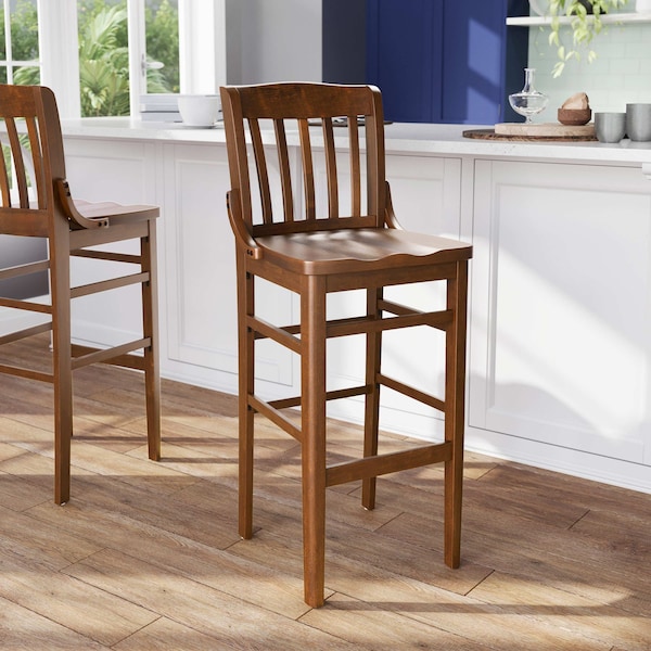 Flash Furniture Stool, Hercules, Walnut Wood - XU-DG-W0006BAR-WAL-GG