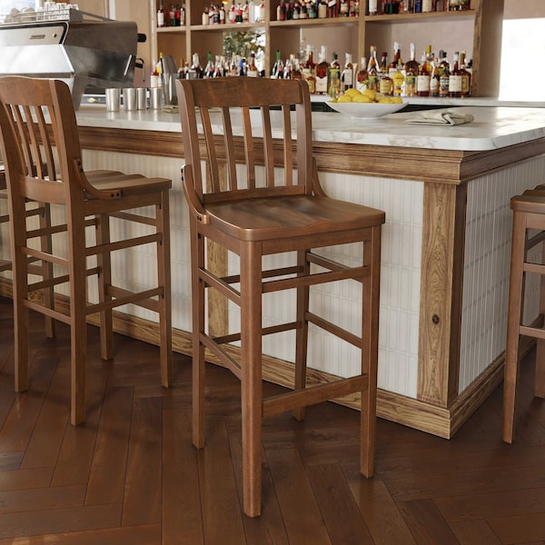 Flash Furniture Stool, Hercules, Walnut Wood - XU-DG-W0006BAR-WAL-GG