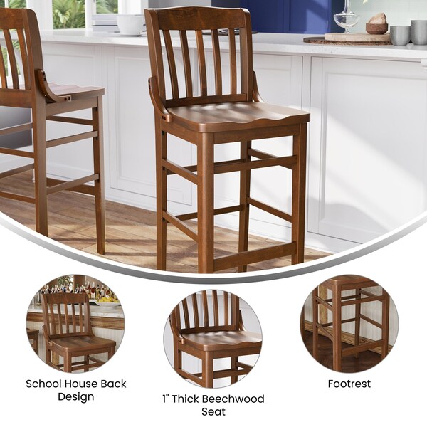 Flash Furniture Stool, Hercules, Walnut Wood - XU-DG-W0006BAR-WAL-GG
