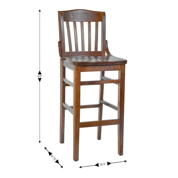 Flash Furniture Stool, Hercules, Walnut Wood - XU-DG-W0006BAR-WAL-GG