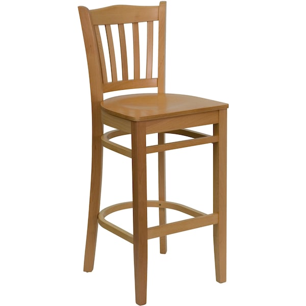 Flash Furniture Barstool, Natural Wood, Vertical Slat Bac - XU-DGW0008BARVRT-NAT-GG