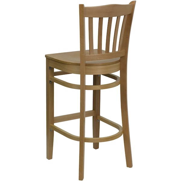 Flash Furniture Barstool, Natural Wood, Vertical Slat Bac - XU-DGW0008BARVRT-NAT-GG