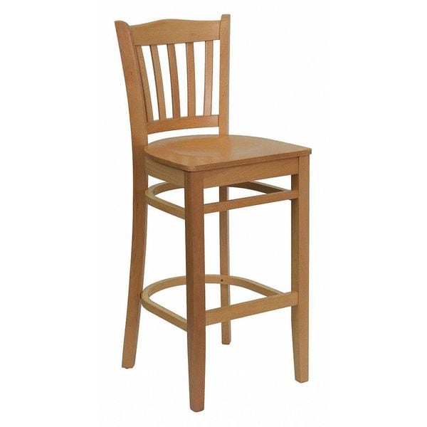 Flash Furniture Barstool, Natural Wood, Vertical Slat Bac - XU-DGW0008BARVRT-NAT-GG