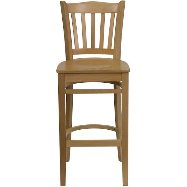 Flash Furniture Barstool, Natural Wood, Vertical Slat Bac - XU-DGW0008BARVRT-NAT-GG
