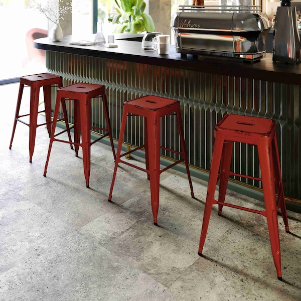 Flash Furniture 30" High Backless Distressed Red Metal Barstool - ET-BT3503-30-RD-GG