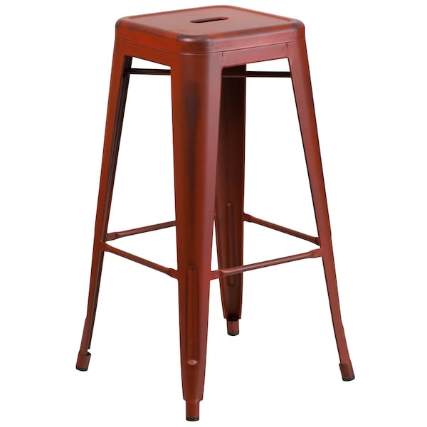 Flash Furniture 30" High Backless Distressed Red Metal Barstool - ET-BT3503-30-RD-GG