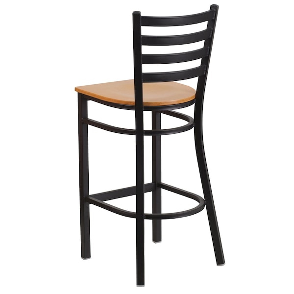 Flash Furniture Restaurant Stool, Ladder Back, Nat Seat, Seat Height Range: 29" - XU-DG697BLAD-BAR-NATW-GG