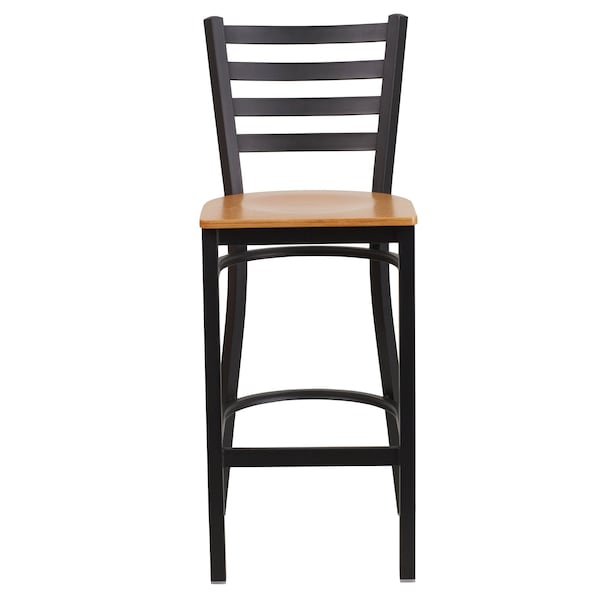 Flash Furniture Restaurant Stool, Ladder Back, Nat Seat, Seat Height Range: 29" - XU-DG697BLAD-BAR-NATW-GG