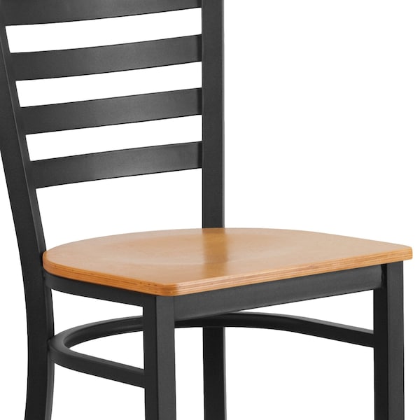 Flash Furniture Restaurant Stool, Ladder Back, Nat Seat, Seat Height Range: 29" - XU-DG697BLAD-BAR-NATW-GG