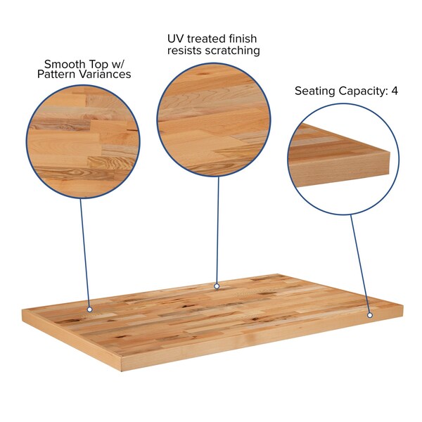 Flash Furniture 30" x 48" Rectangle Butcher Block Style Table Top - XU-BB30X48RCT-GG