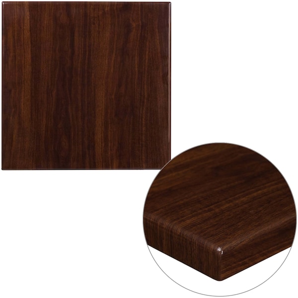 Flash Furniture Square High-Gloss Walnut Resin Table Top - TP-WAL-2424-GG