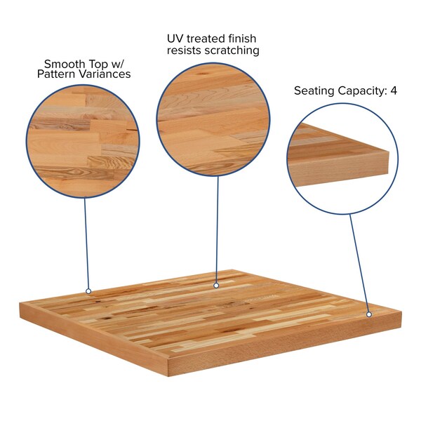 Flash Furniture 30" Square Butcher Block Style Table Top - XU-BB30SQ-GG