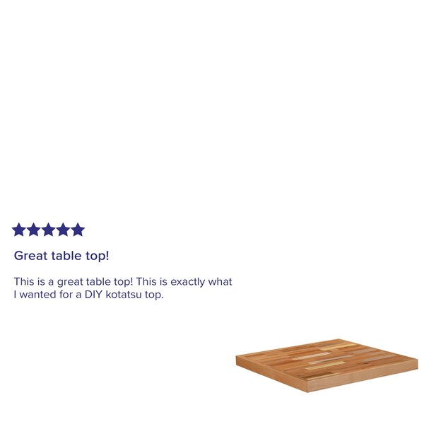 Flash Furniture 30" Square Butcher Block Style Table Top - XU-BB30SQ-GG