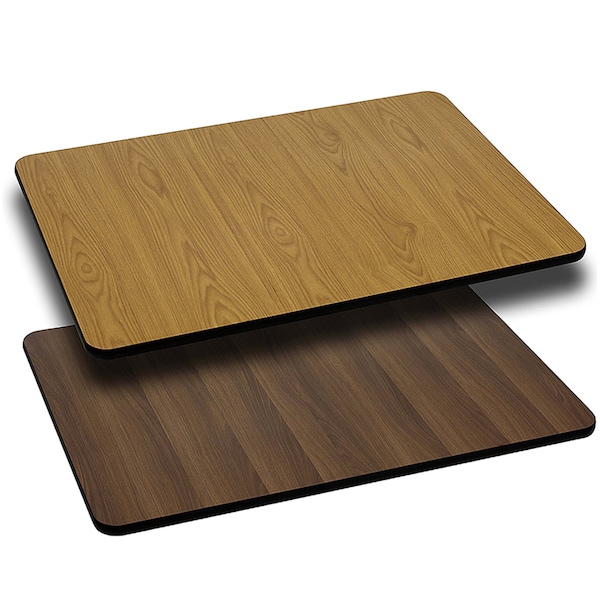 Flash Furniture Natural/Walnut Reversible Top, 24 x 42 - XU-WNT-2442-GG
