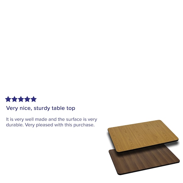 Flash Furniture Natural/Walnut Reversible Top, 24 x 42 - XU-WNT-2442-GG