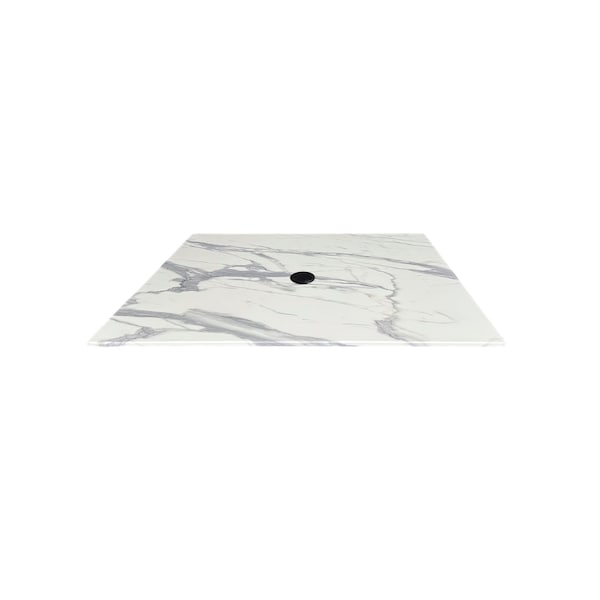 Holland Bar Stool Co 32 x 32 White Marble, IndoorOutdoor AllSeason EuroSlim Table Top with Umbrella Hole by the  Co - ODS32SWMU