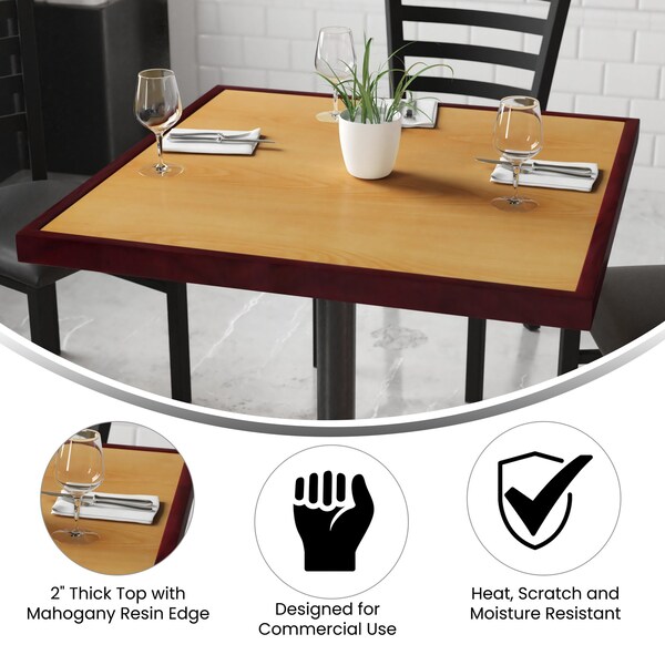 Flash Furniture Square Two-Tone Cherry/Mahogany Resin To - TP-2TONE-3636-GG
