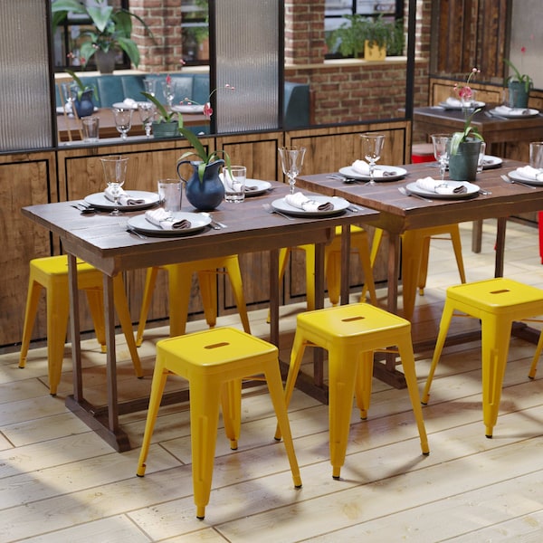 Flash Furniture 18 Inch Yellow Metal Stool, 4PK - ET-BT3503-18-YL-GG