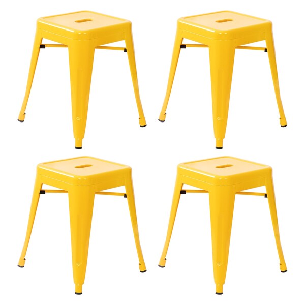 Flash Furniture 18 Inch Yellow Metal Stool, 4PK - ET-BT3503-18-YL-GG