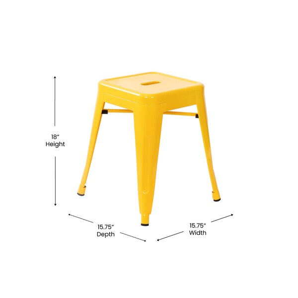 Flash Furniture 18 Inch Yellow Metal Stool, 4PK - ET-BT3503-18-YL-GG