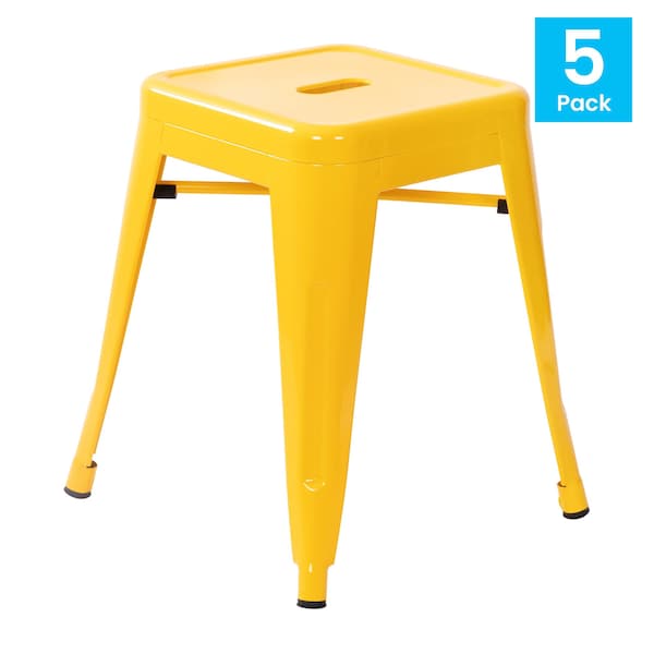 Flash Furniture 18 Inch Yellow Metal Stool, 4PK - ET-BT3503-18-YL-GG