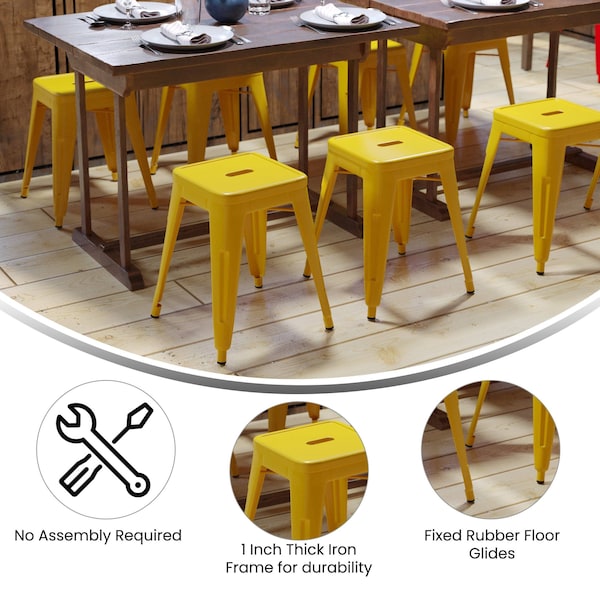 Flash Furniture 18 Inch Yellow Metal Stool, 4PK - ET-BT3503-18-YL-GG