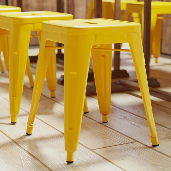 Flash Furniture 18 Inch Yellow Metal Stool, 4PK - ET-BT3503-18-YL-GG