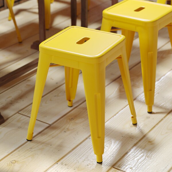 Flash Furniture 18 Inch Yellow Metal Stool, 4PK - ET-BT3503-18-YL-GG