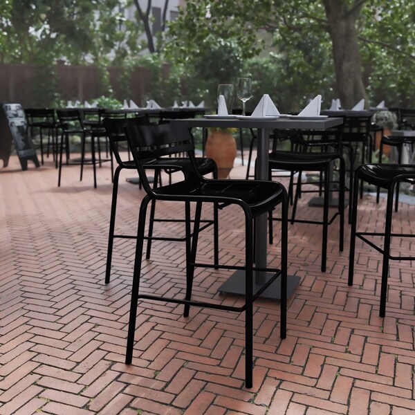 Flash Furniture Black All-Weather Steel Bar Stool - XU-CH-10318-B-BK-GG