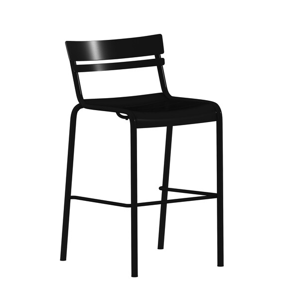 Flash Furniture Black All-Weather Steel Bar Stool - XU-CH-10318-B-BK-GG