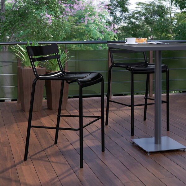 Flash Furniture Black All-Weather Steel Bar Stool - XU-CH-10318-B-BK-GG