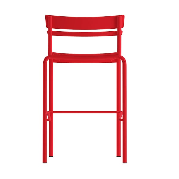 Flash Furniture Red All-Weather Steel Bar Stool - XU-CH-10318-B-RED-GG