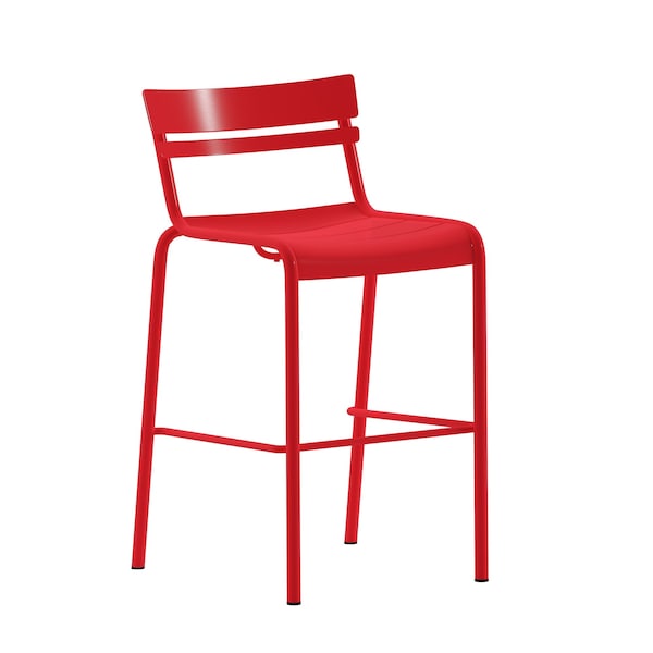 Flash Furniture Red All-Weather Steel Bar Stool - XU-CH-10318-B-RED-GG