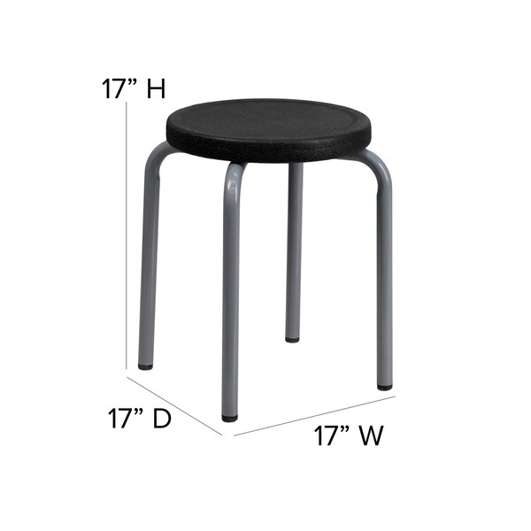 Flash Furniture Stool, Black, 17" Seat W - YK01B-GG