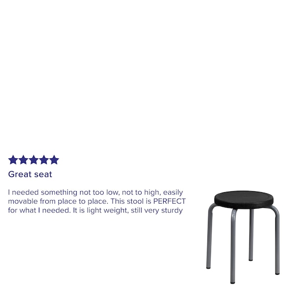 Flash Furniture Stool, Black, 17" Seat W - YK01B-GG